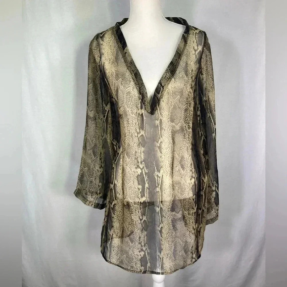 Show Me Your Mumu Dress Python Snake Sheer Black Vneck Dress Size Medium - Picture 1 of 11